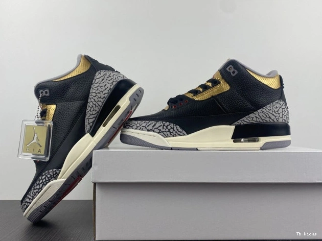 Reps TBK Jordan Air Black 3 Gold CK9246-067 WMNS 0724
